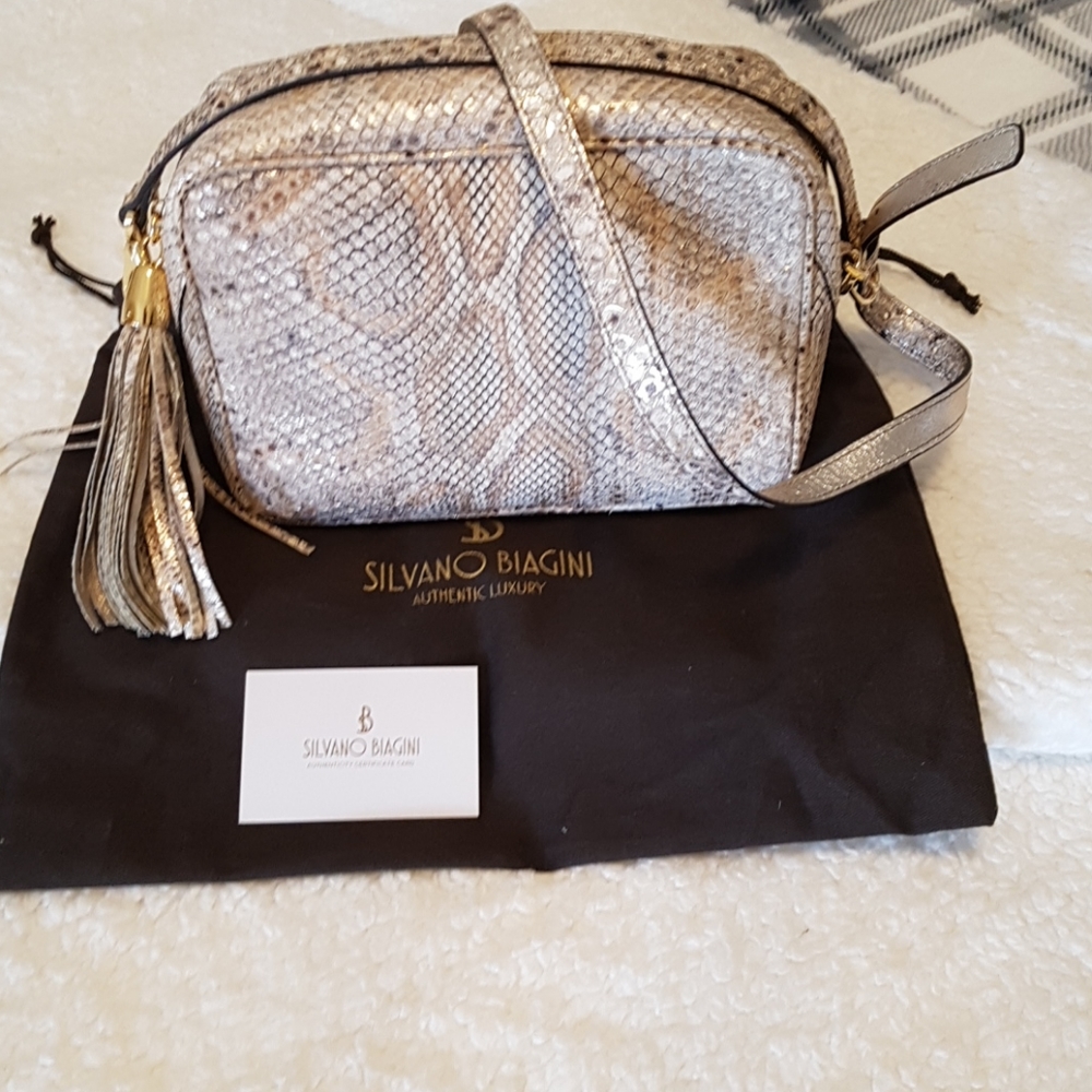 🎆REAL PYTHON SILVANO BIAGINI CROSSBODY BAG, MADE IN ITALY
